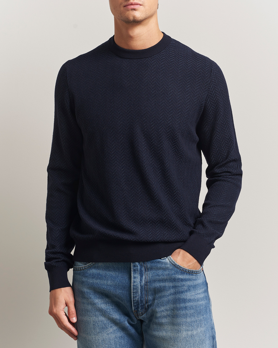 Herre | Gensere | BOSS BLACK | Habito Wool Knitted Sweater Dark Blue