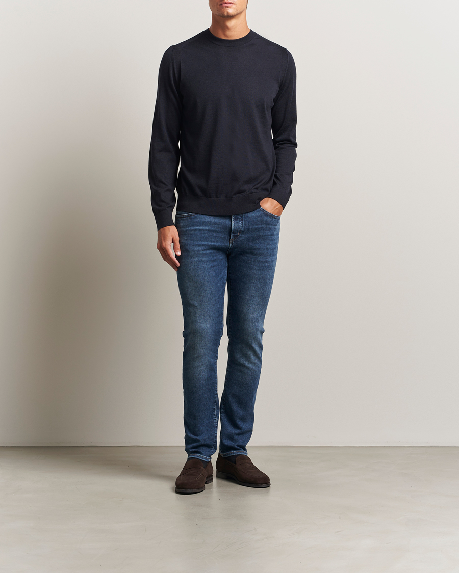 Herre | Gensere | BOSS CAMEL | Overo Wool/Cashmere Knitted Sweater Dark Blue