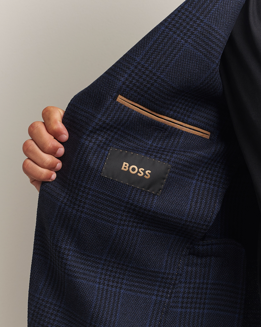 Herre | Dressjakker | BOSS CAMEL | Jeff Wool Checked Blazer Dark Blue