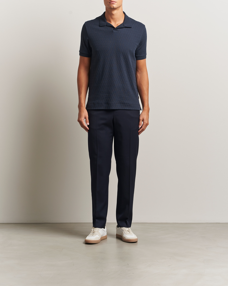 Herre | Pikéer | BOSS CAMEL | Parson Structured Open Collar Polo Dark Blue