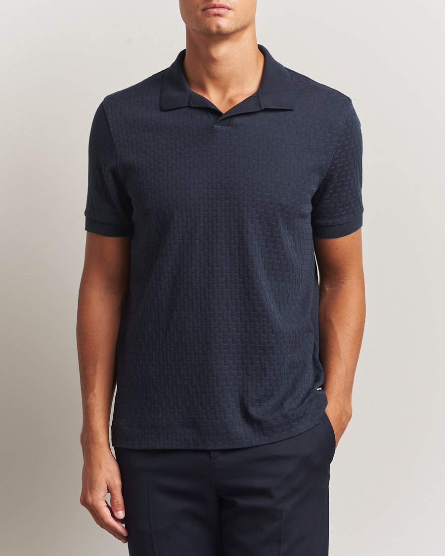 Herre | Pikéer | BOSS CAMEL | Parson Structured Open Collar Polo Dark Blue