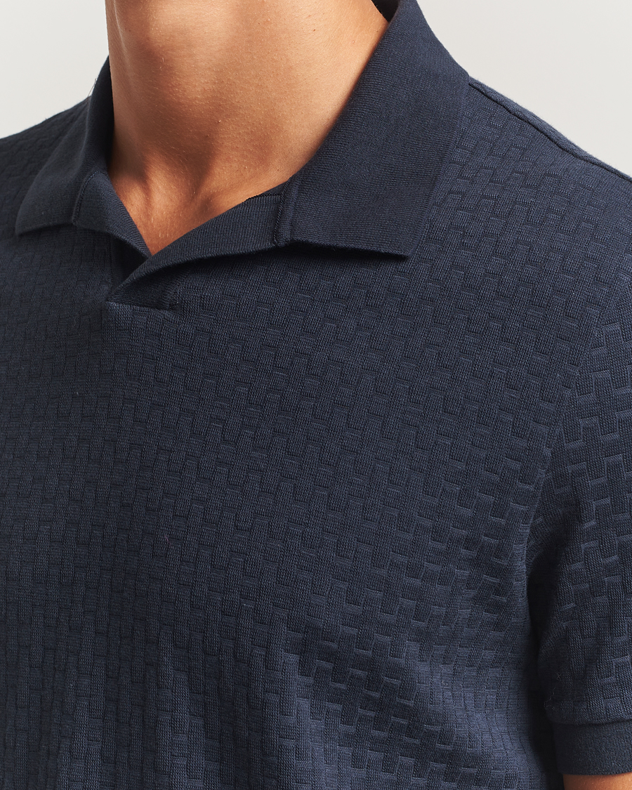 Herre | Pikéer | BOSS CAMEL | Parson Structured Open Collar Polo Dark Blue