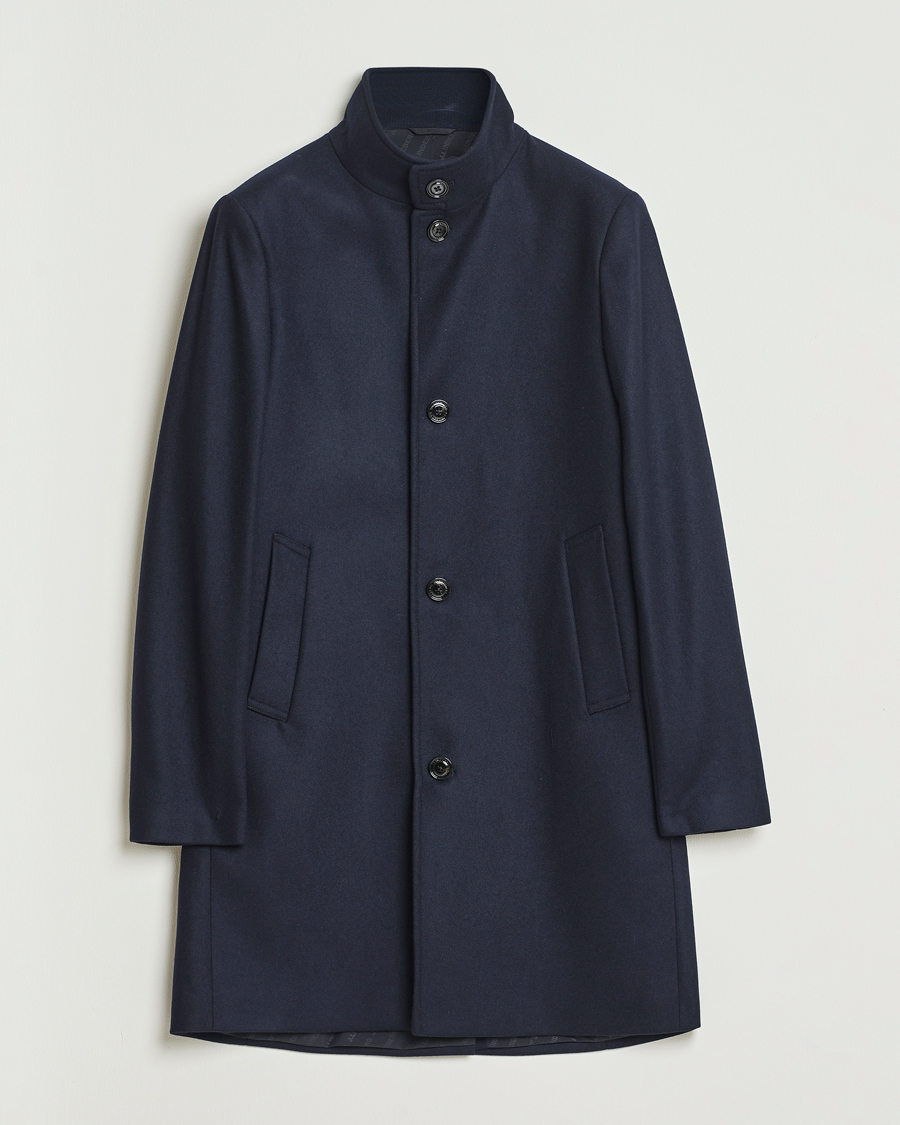 Herre | Jakker | J.Lindeberg | Jesse Stand Up Wool Melton Coat Navy