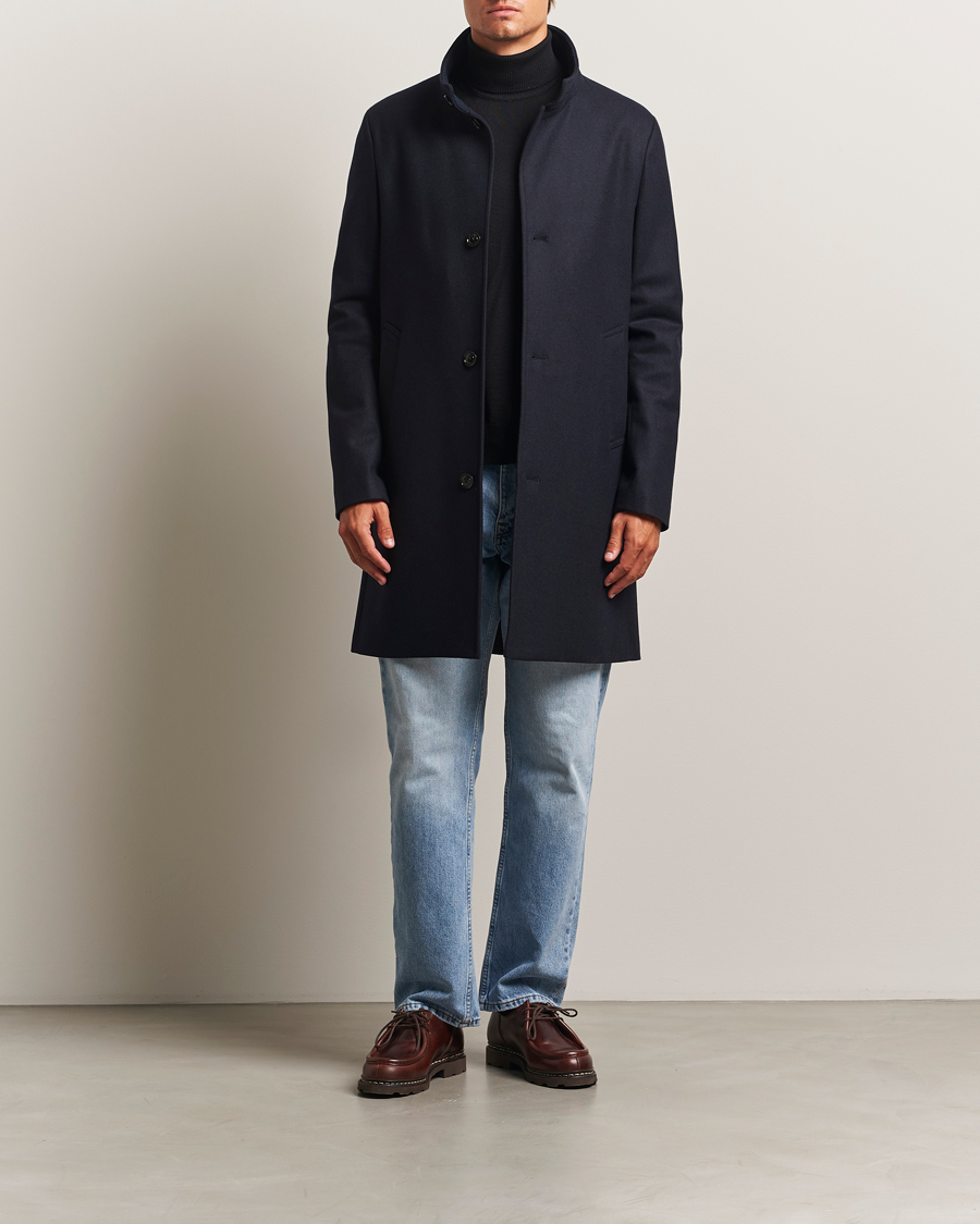 Herre | Jakker | J.Lindeberg | Jesse Stand Up Wool Melton Coat Navy