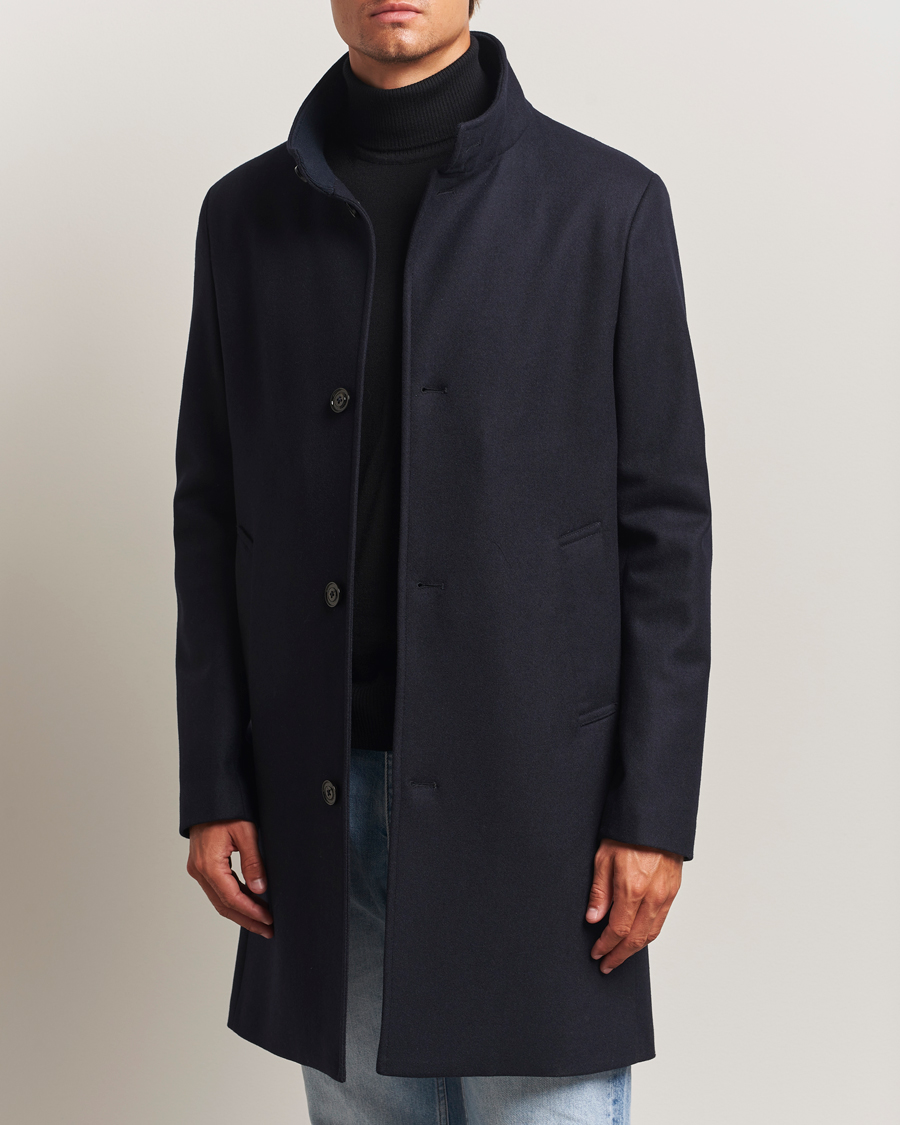 Herre | Jakker | J.Lindeberg | Jesse Stand Up Wool Melton Coat Navy