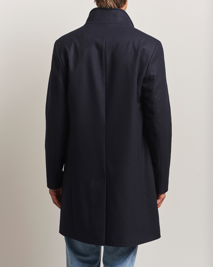 Herre | Jakker | J.Lindeberg | Jesse Stand Up Wool Melton Coat Navy