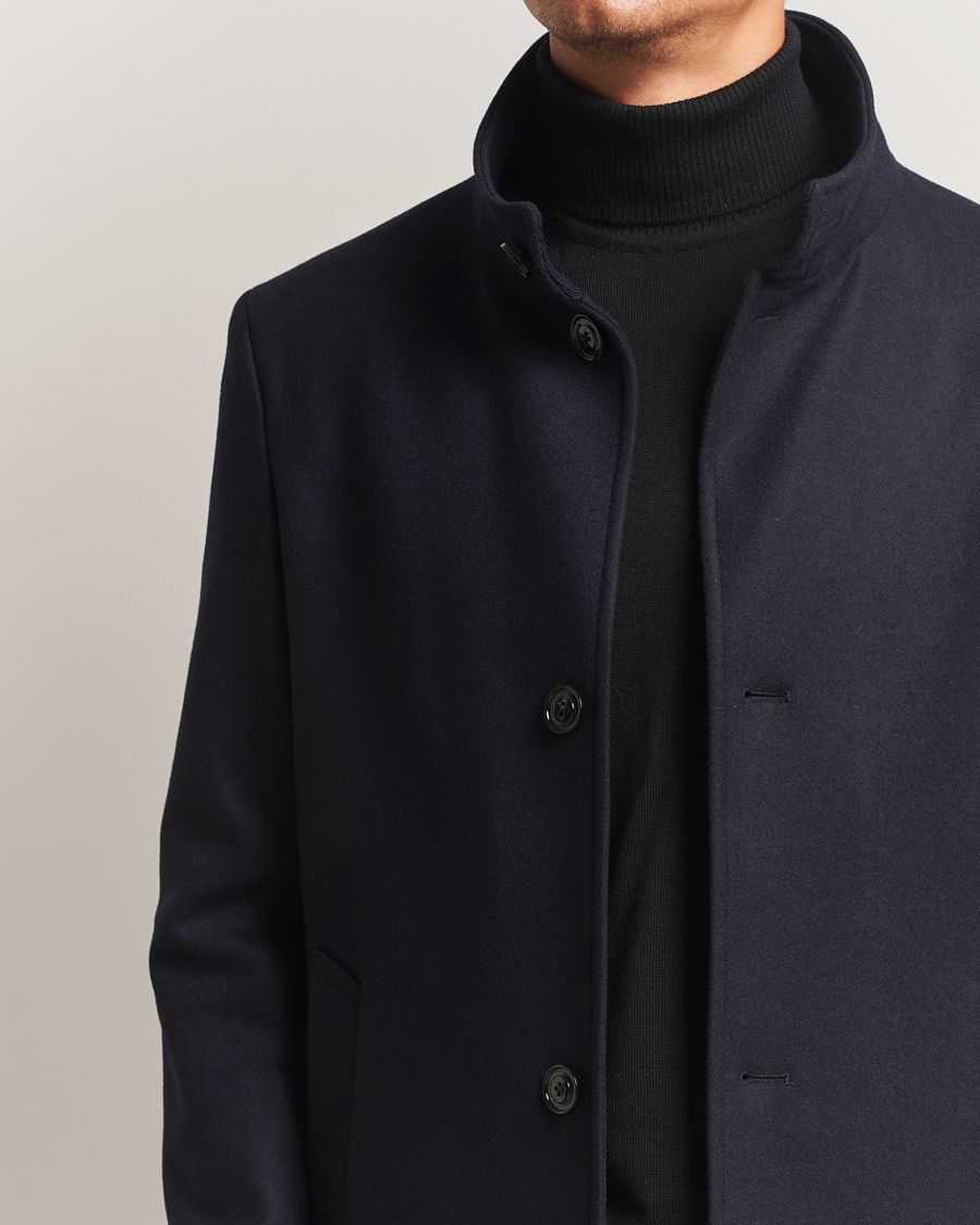 Herre | Jakker | J.Lindeberg | Jesse Stand Up Wool Melton Coat Navy