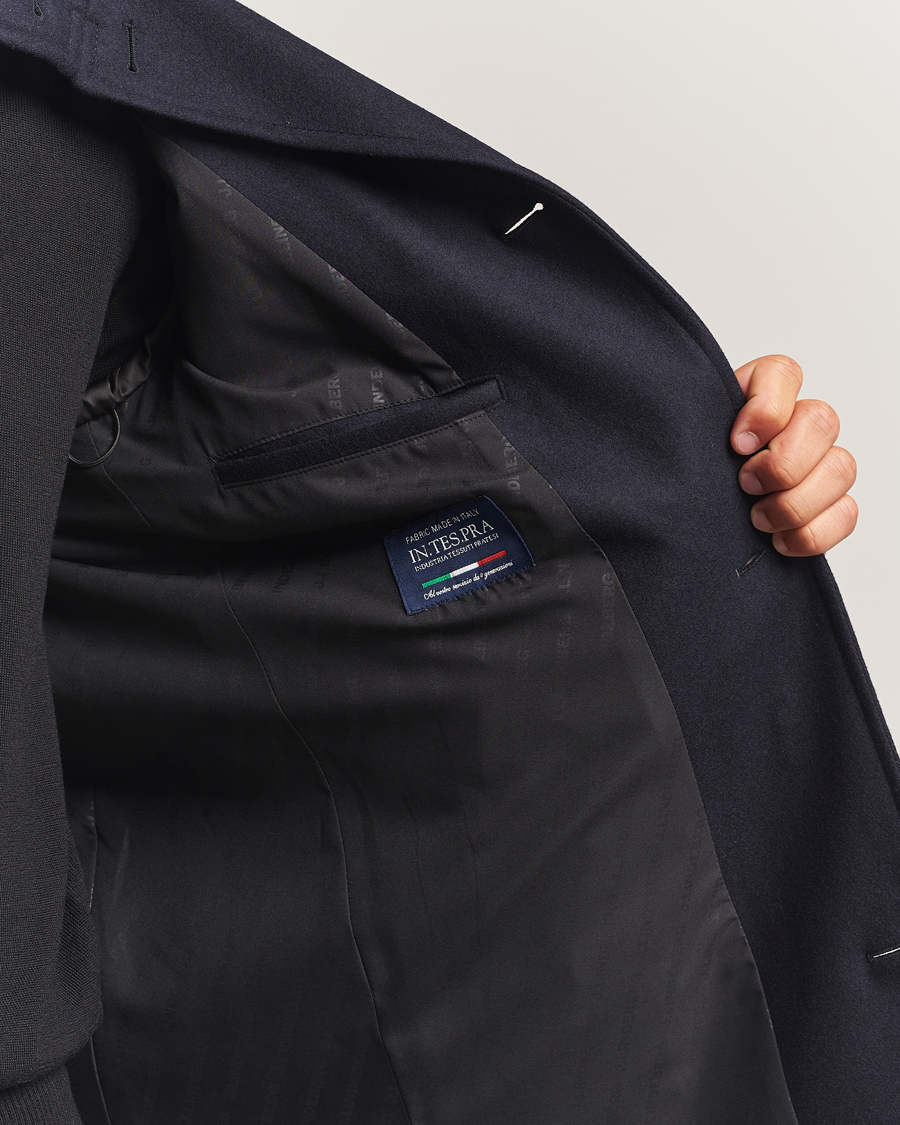 Herre | Jakker | J.Lindeberg | Jesse Stand Up Wool Melton Coat Navy