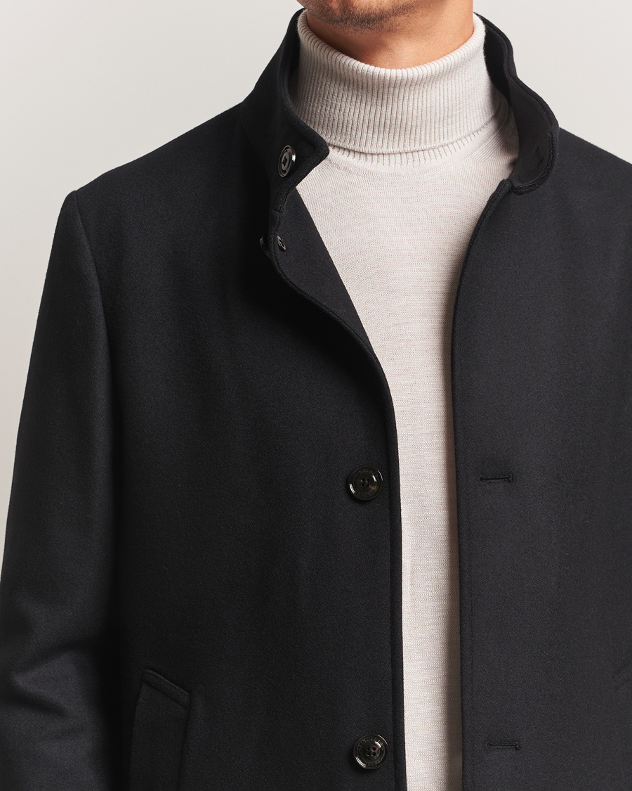 Herre | Jakker | J.Lindeberg | Jesse Stand Up Wool Melton Coat Black