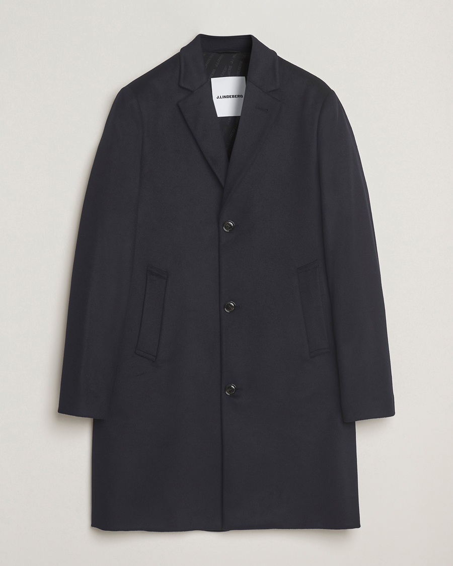 Herre | Jakker | J.Lindeberg | August Wool/Cashmere Melton Coat Navy