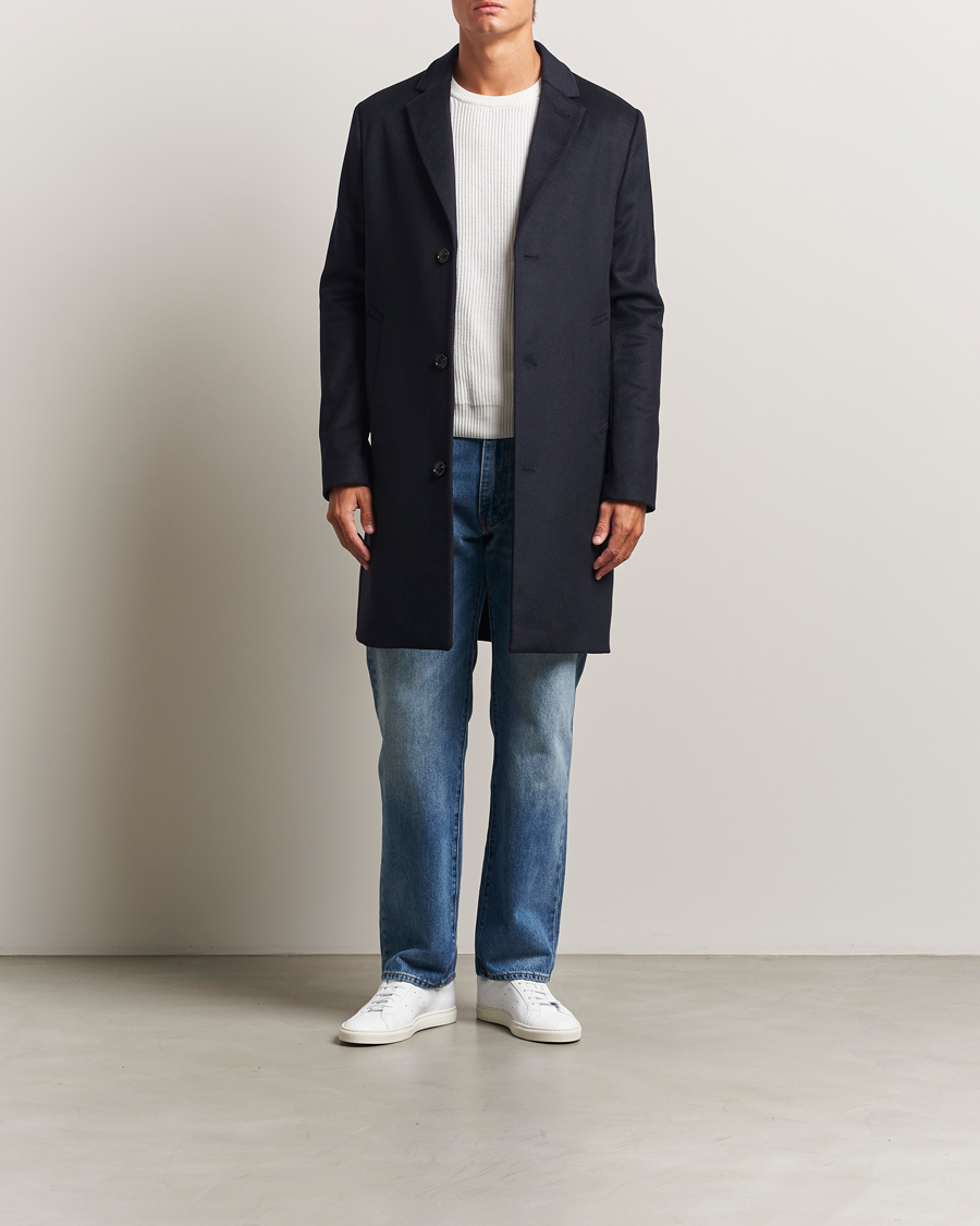 Herre | Jakker | J.Lindeberg | August Wool/Cashmere Melton Coat Navy