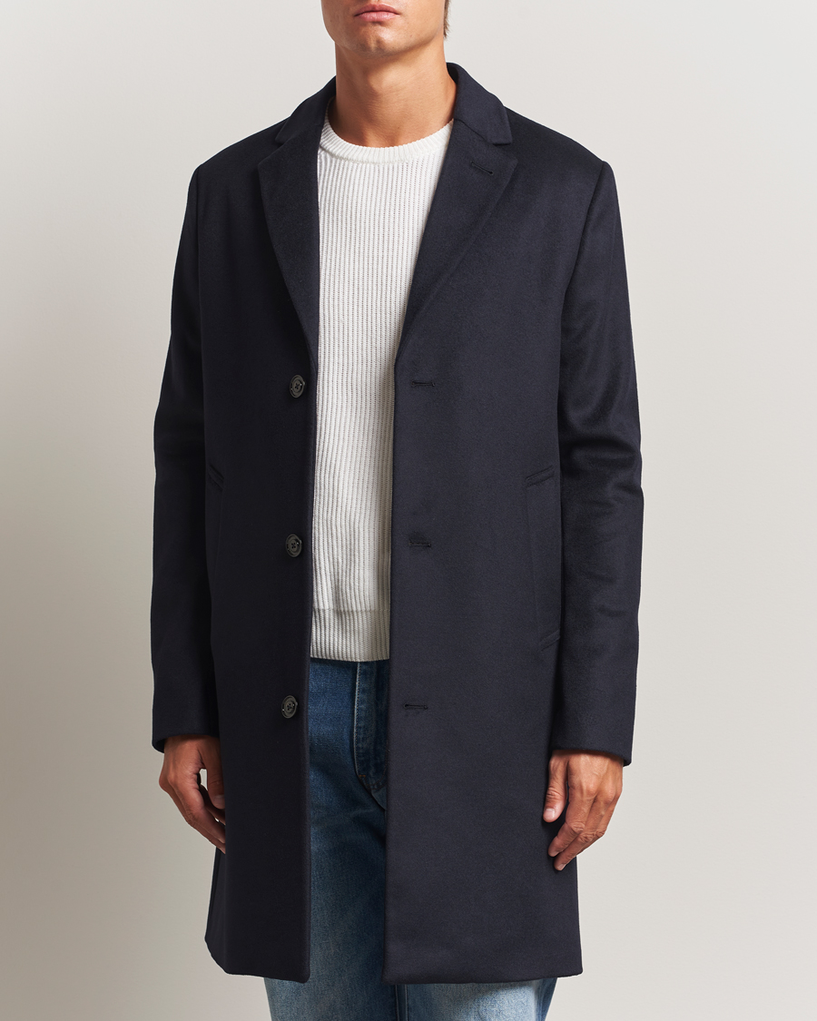 Herre | Jakker | J.Lindeberg | August Wool/Cashmere Melton Coat Navy