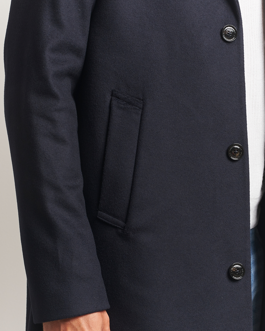Herre | Jakker | J.Lindeberg | August Wool/Cashmere Melton Coat Navy
