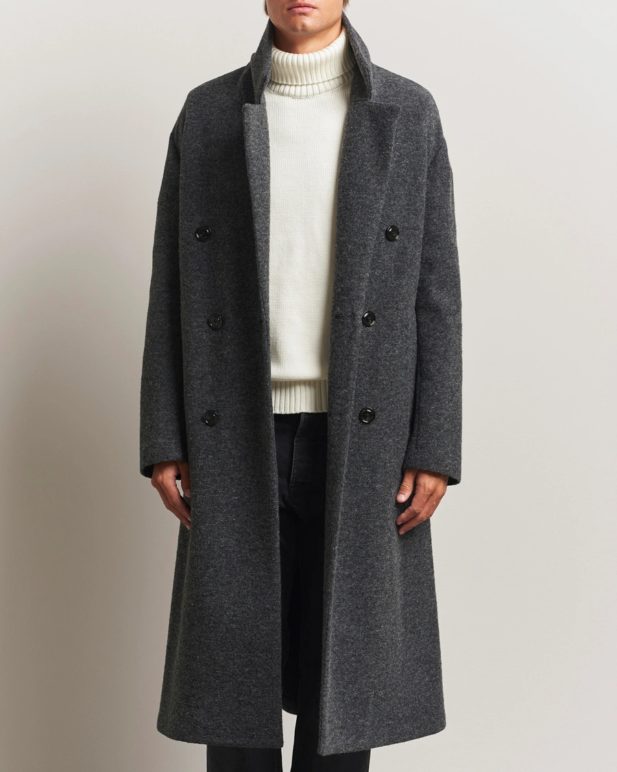 Herre | Jakker | J.Lindeberg | Willy Bonded Wool Coat Dark Grey Melange