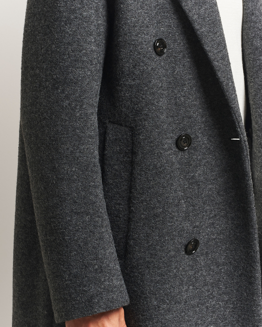 Herre | Jakker | J.Lindeberg | Willy Bonded Wool Coat Dark Grey Melange