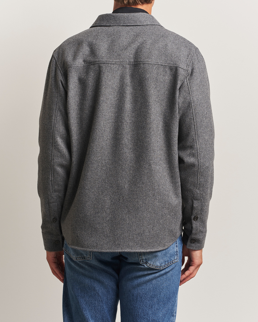 Herre | Skjorter | J.Lindeberg | Flat Wool Overshirt Dark Grey Melange