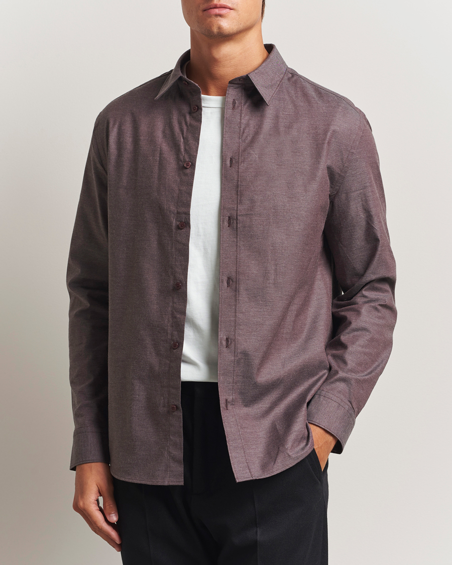 Herre | Skjorter | J.Lindeberg | Slim Fit Light Flannel Shirt Huckleberry
