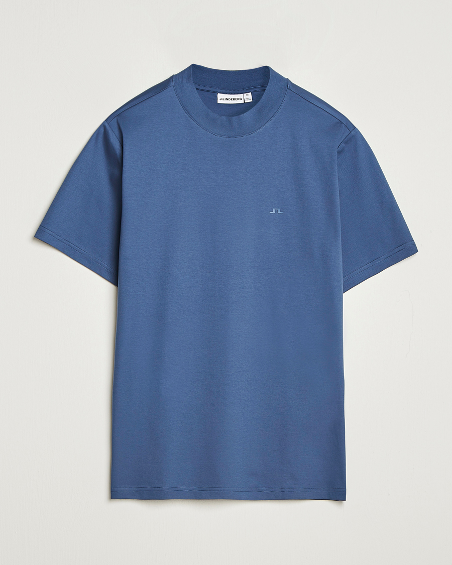 Herre | T-Shirts | J.Lindeberg | Ace Mock Neck T-Shirt Vintage Indigo