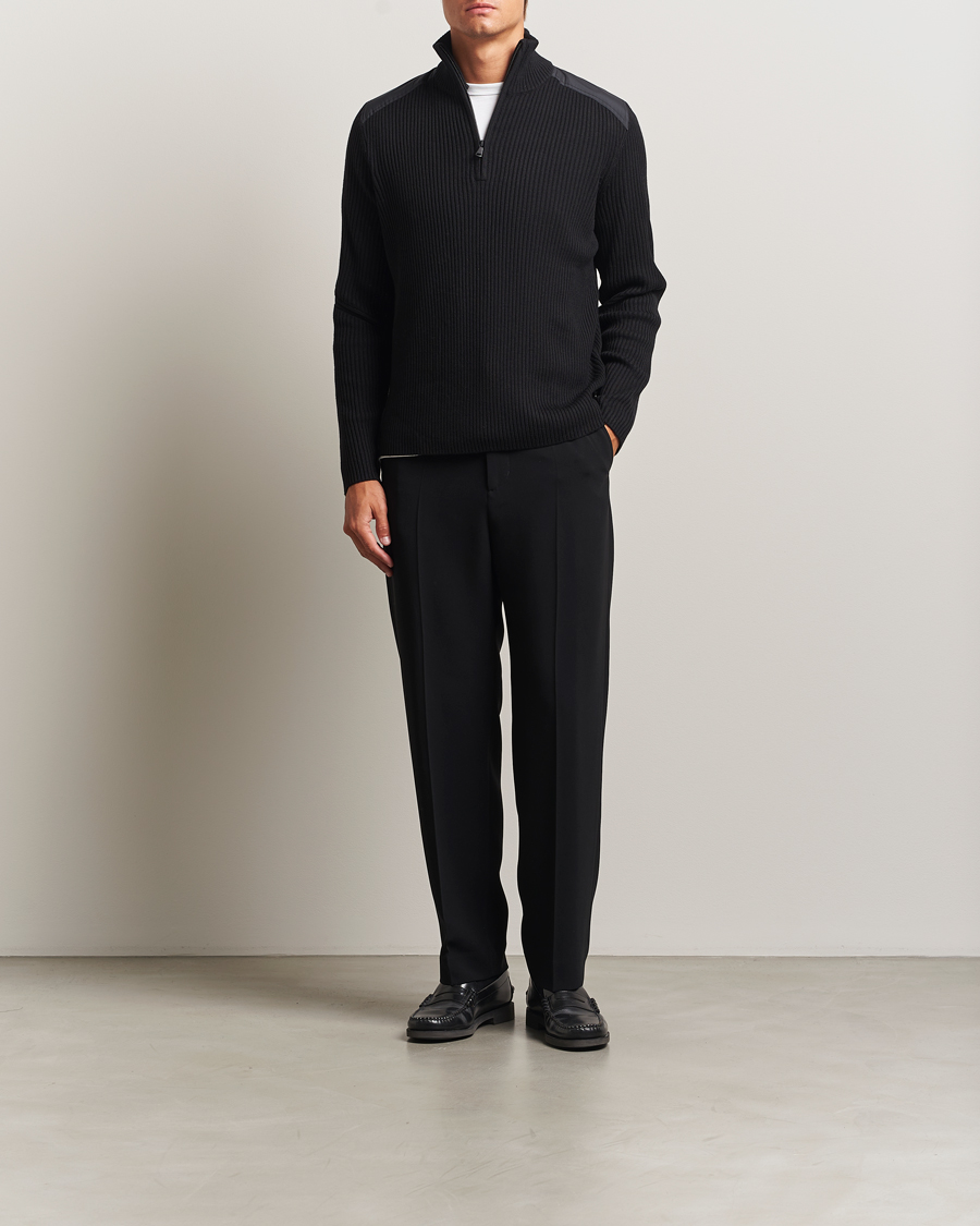 Herre | Gensere | J.Lindeberg | Martin Knitted Hybrid Half Zip Black