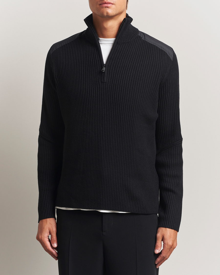 Herre | Gensere | J.Lindeberg | Martin Knitted Hybrid Half Zip Black