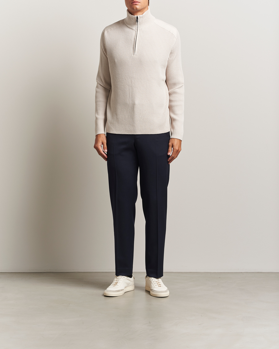Herre | Gensere | J.Lindeberg | Martin Knitted Hybrid Half Zip Moonbeam