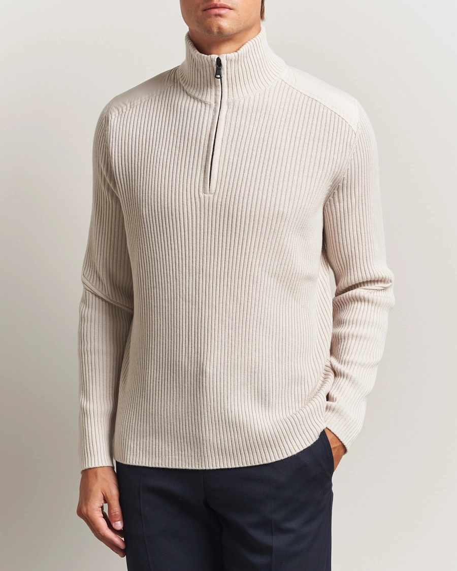 Herre | Gensere | J.Lindeberg | Martin Knitted Hybrid Half Zip Moonbeam