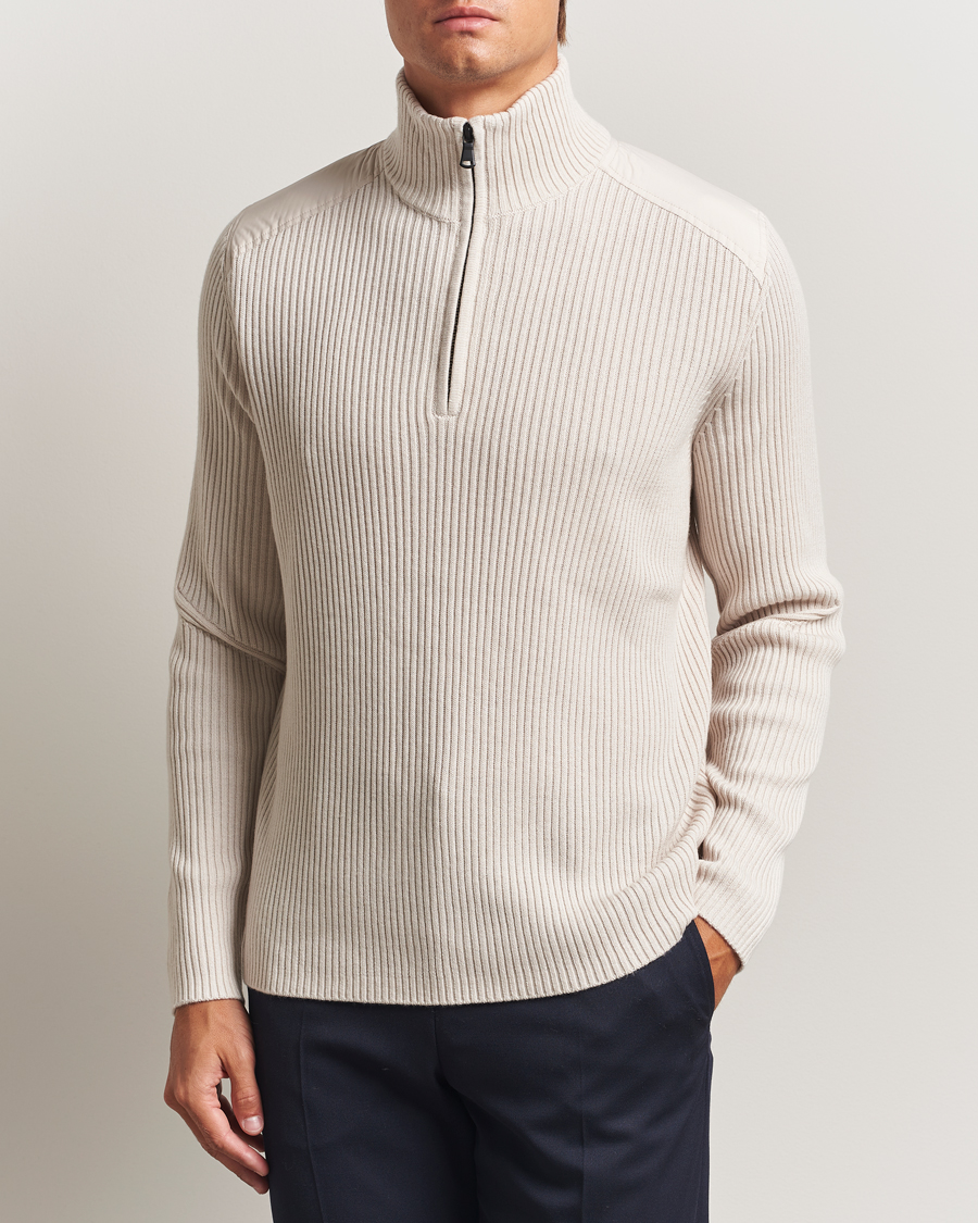 Herre | Gensere | J.Lindeberg | Martin Knitted Hybrid Half Zip Moonbeam