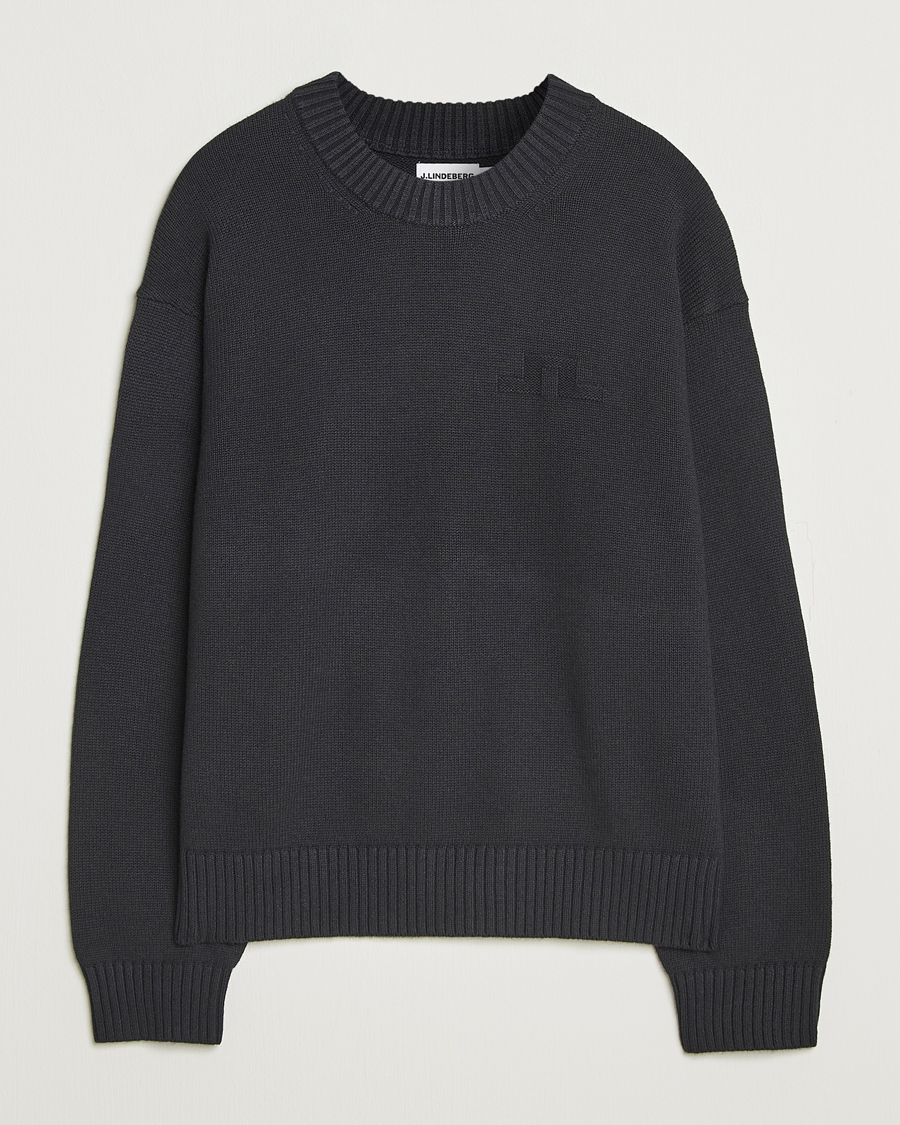 Herre | Gensere | J.Lindeberg | Eddy Wool/Cotton Knitted Sweater Black