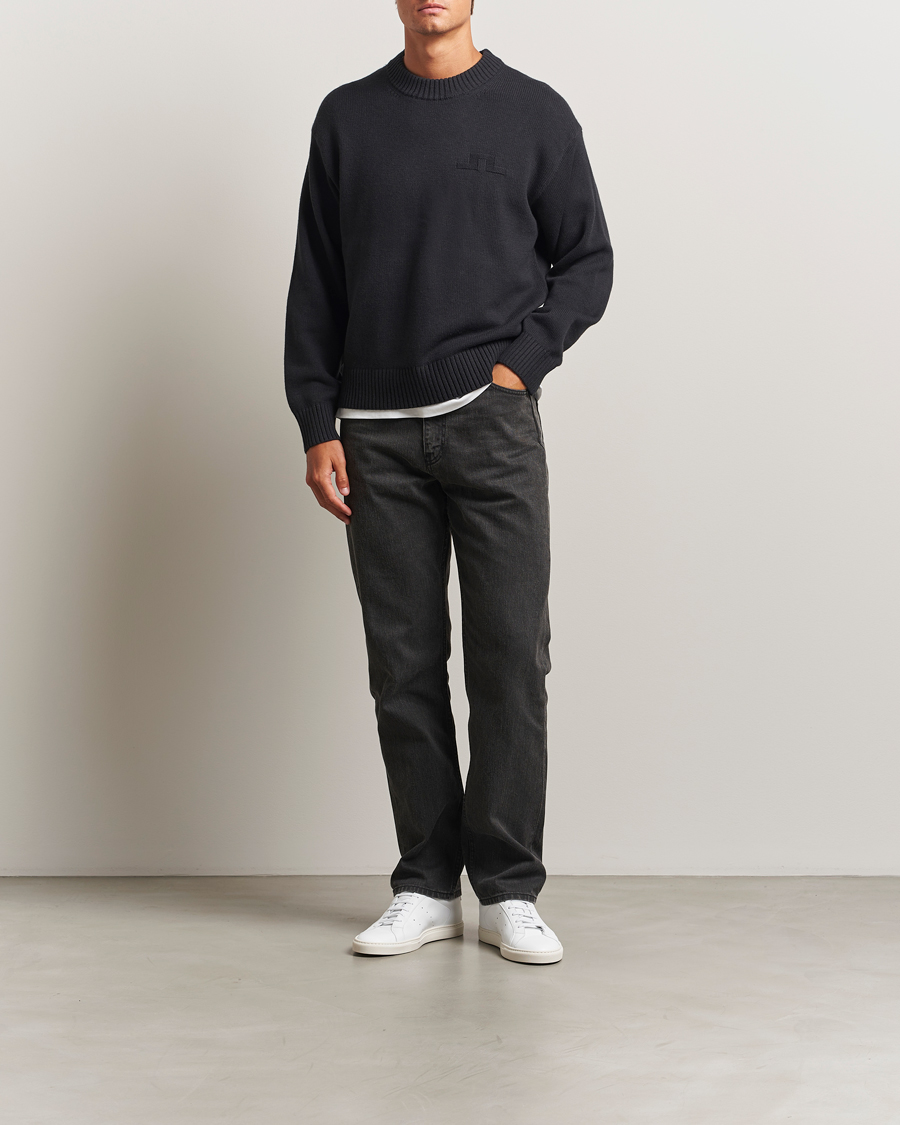Herre | Gensere | J.Lindeberg | Eddy Wool/Cotton Knitted Sweater Black
