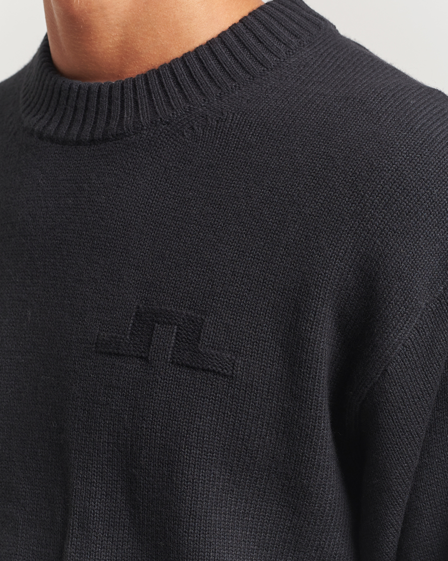 Herre | Gensere | J.Lindeberg | Eddy Wool/Cotton Knitted Sweater Black