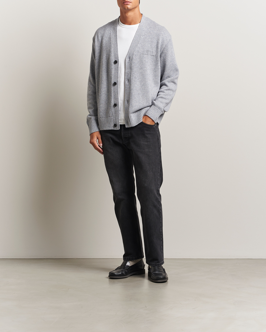 Herre | Gensere | J.Lindeberg | Eddy Wool/Cotton Knitted Cardigan Light Grey Melange