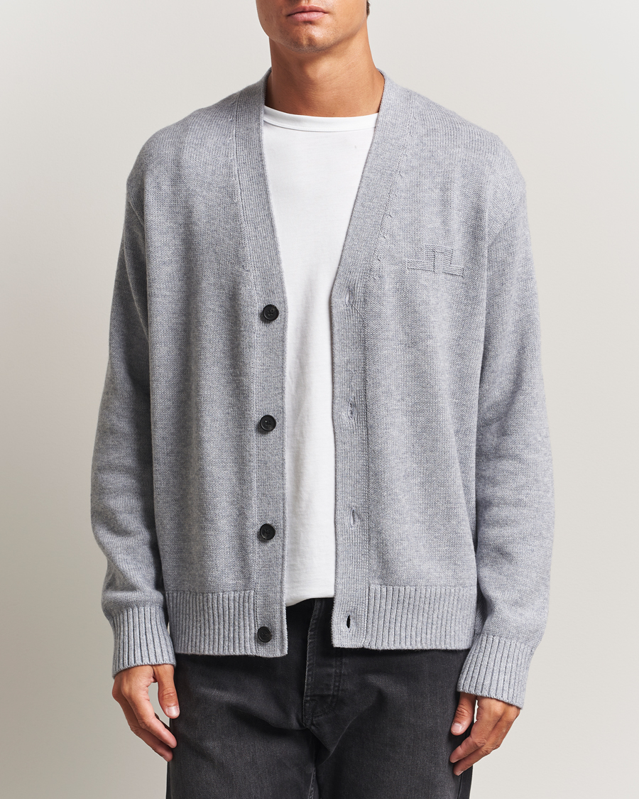 Herre | Gensere | J.Lindeberg | Eddy Wool/Cotton Knitted Cardigan Light Grey Melange