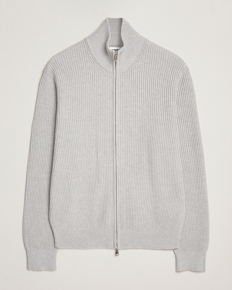 Herre | Gensere | J.Lindeberg | Alexis Cotton Full Zip Light Grey Melange