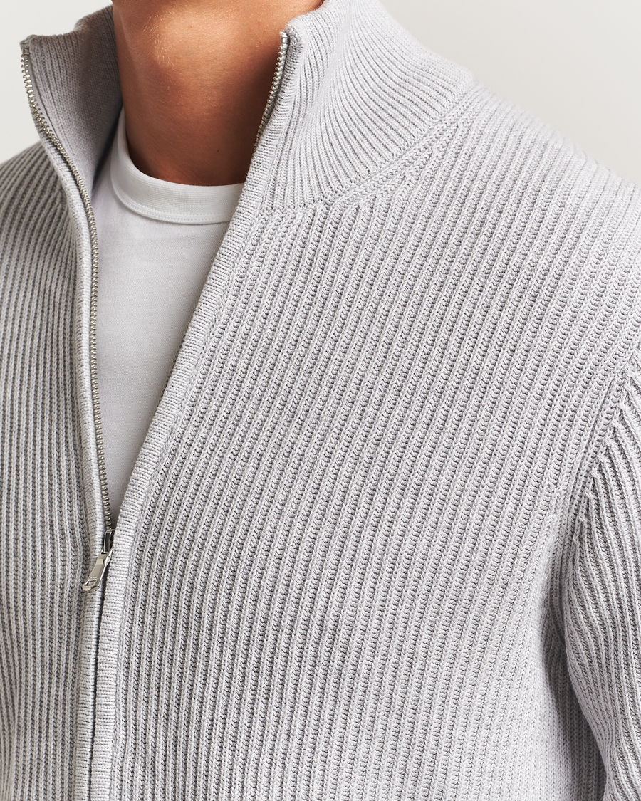 Herre | Gensere | J.Lindeberg | Alexis Cotton Full Zip Light Grey Melange