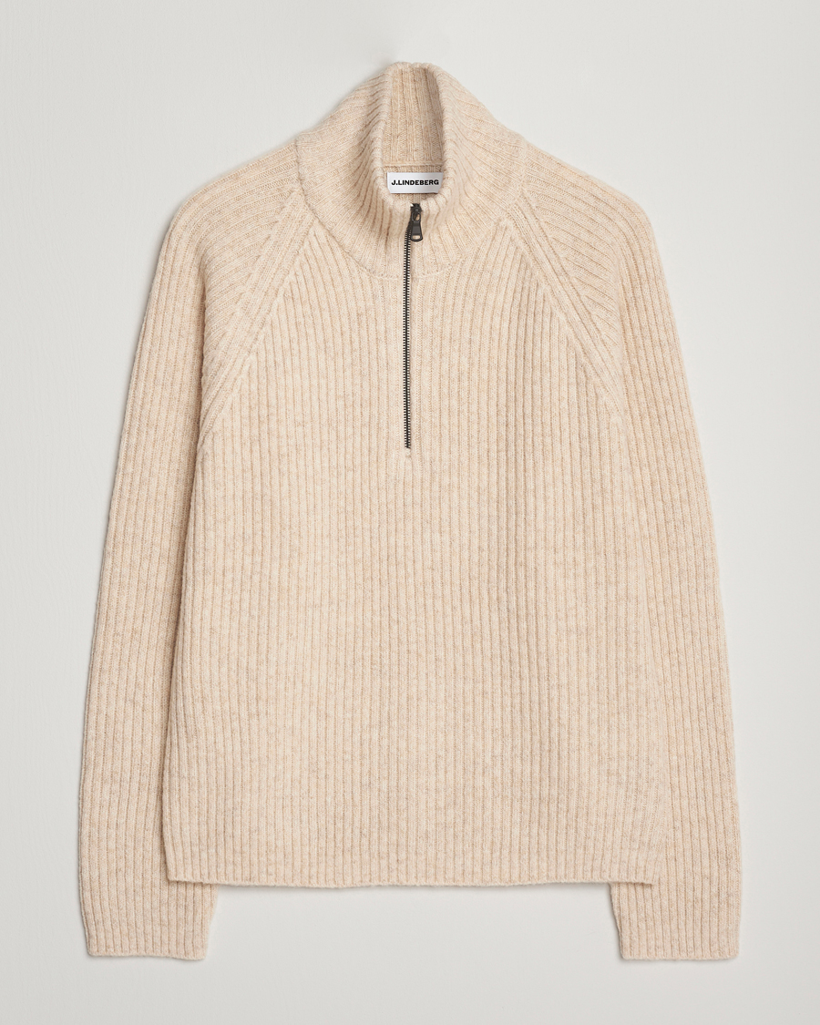 Herre | Gensere | J.Lindeberg | Victor Wool Half Zip Moonbeam Melange