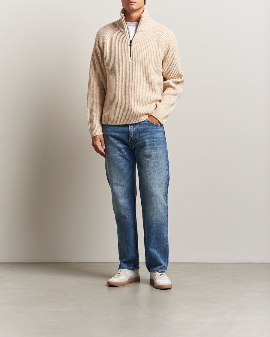 Herre | Gensere | J.Lindeberg | Victor Wool Half Zip Moonbeam Melange