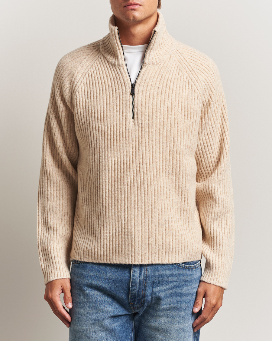 Herre | Gensere | J.Lindeberg | Victor Wool Half Zip Moonbeam Melange