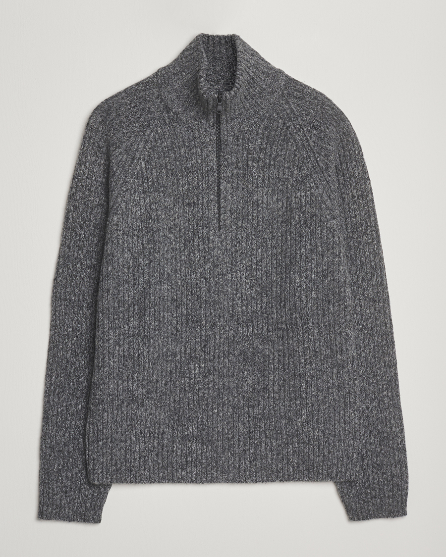 Herre | Gensere | J.Lindeberg | Victor Wool Half Zip Dark Grey Melange