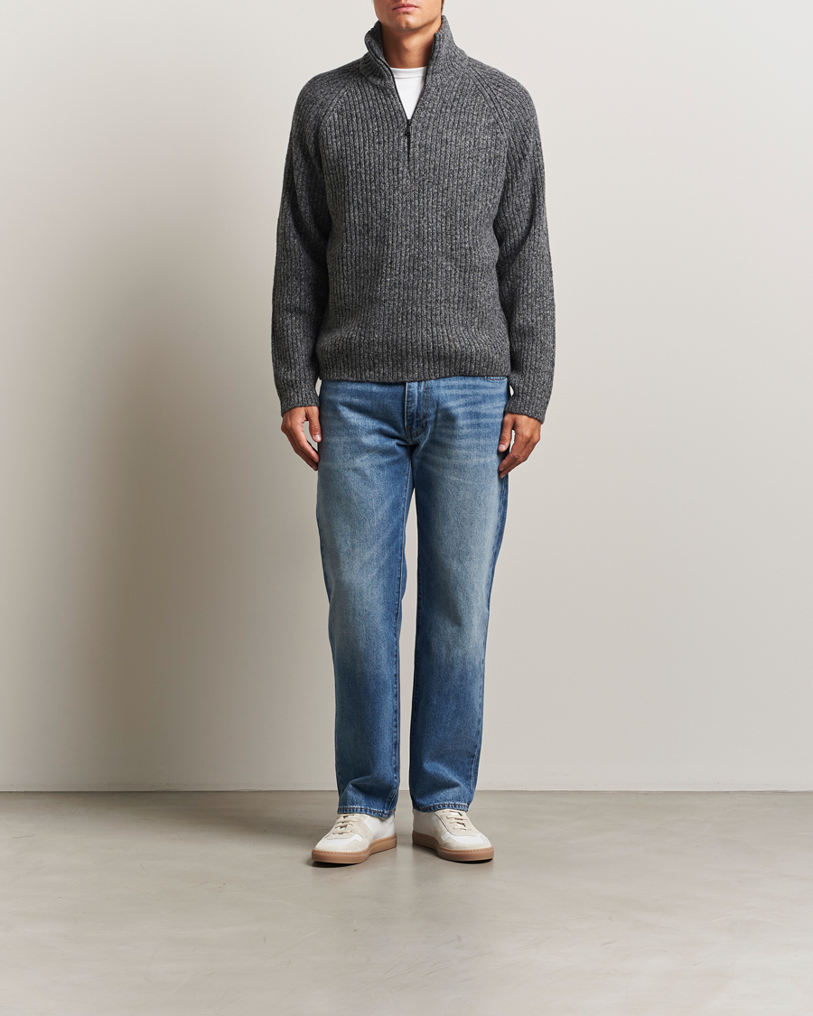 Herre | Gensere | J.Lindeberg | Victor Wool Half Zip Dark Grey Melange