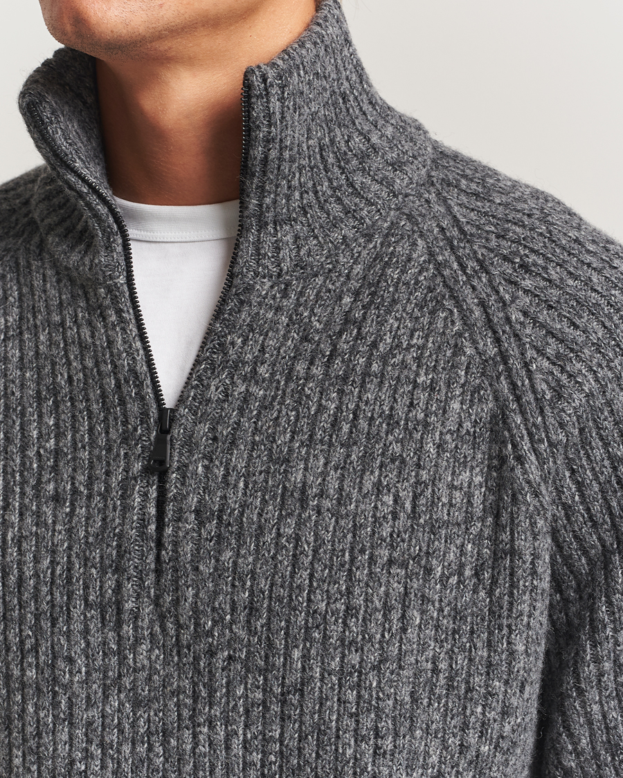 Herre | Gensere | J.Lindeberg | Victor Wool Half Zip Dark Grey Melange