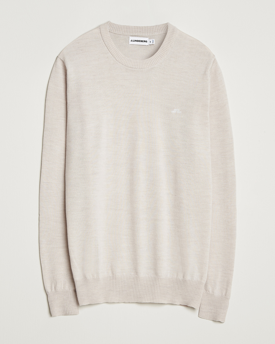 Herre | Gensere | J.Lindeberg | Keane Merino Crew Neck Moonbeam Melange