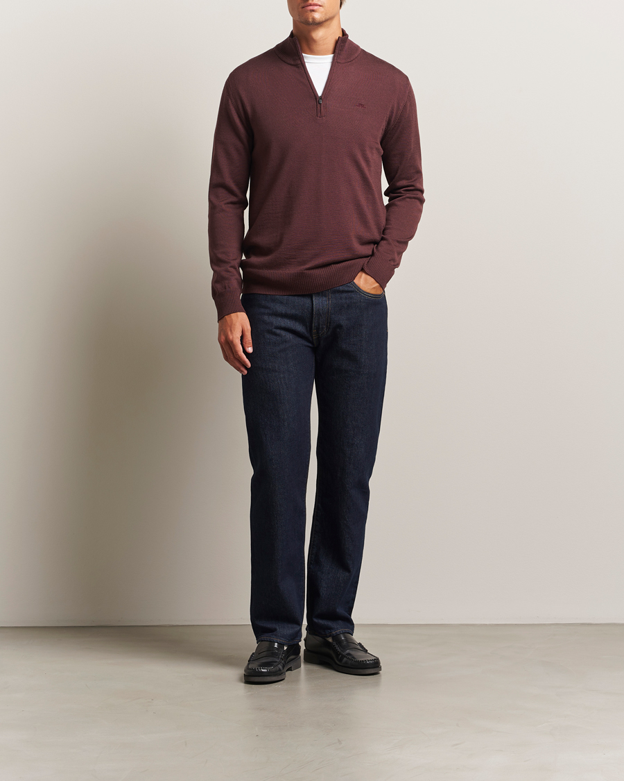 Herre | Gensere | J.Lindeberg | Kiyan Merino Half Zip Huckleberry