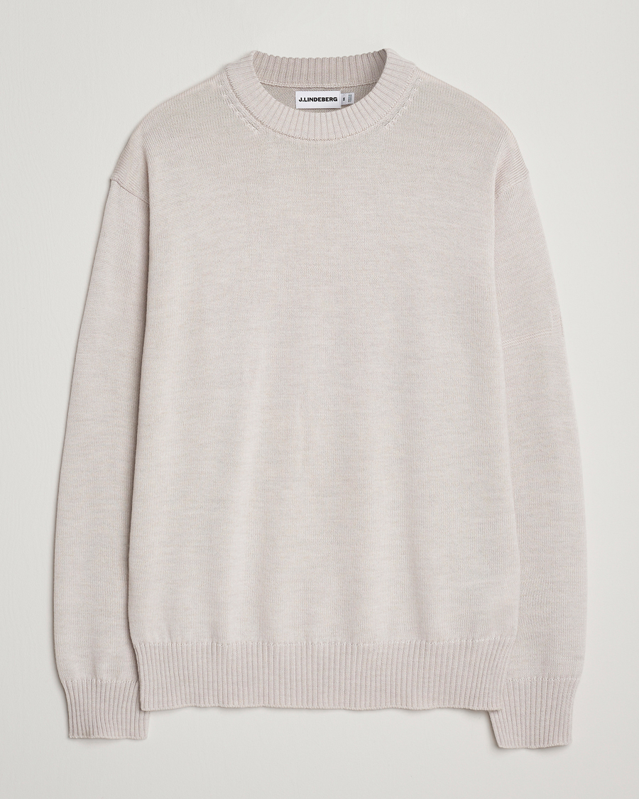 Herre | Gensere | J.Lindeberg | Kino Merino Crew Neck Moonbeam Melange