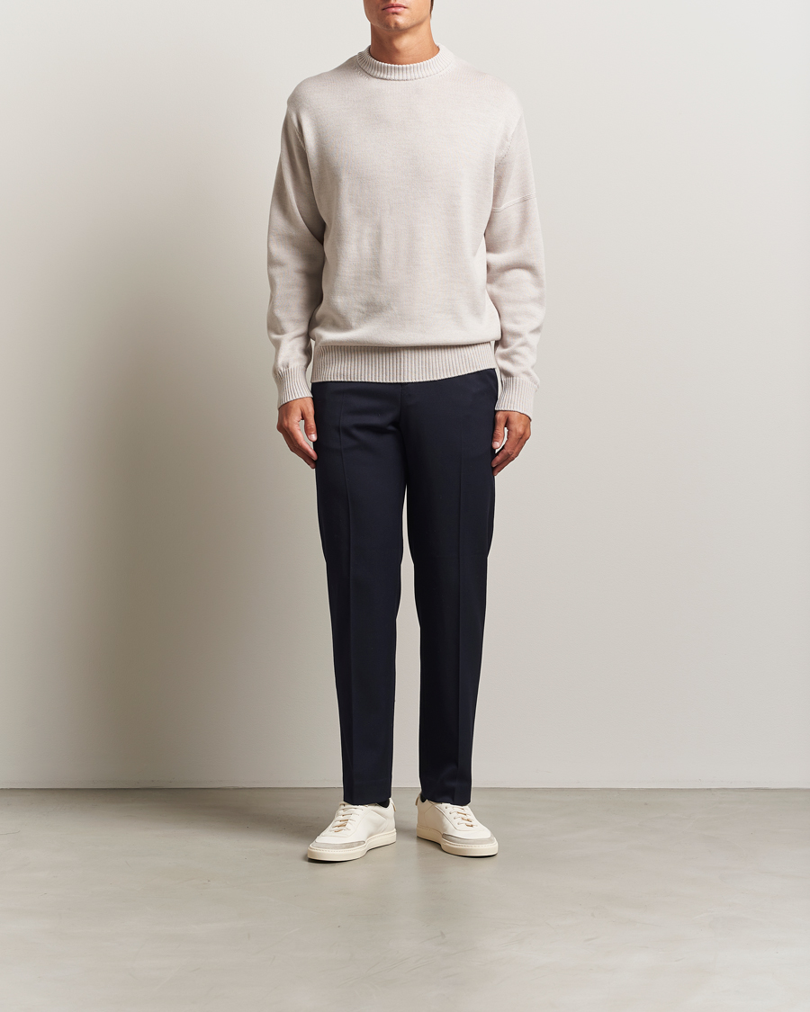 Herre | Gensere | J.Lindeberg | Kino Merino Crew Neck Moonbeam Melange