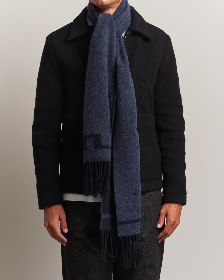 Herre | Skjerf | J.Lindeberg | Champ Wool Doublefaced Scarf Navy