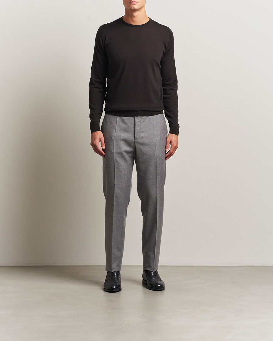 Herre | Gensere | John Smedley | Lundy Extra Fine Merino Crew Neck Faulkner Brown