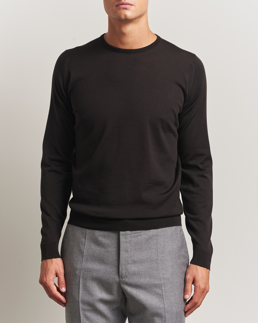 Herre | Gensere | John Smedley | Lundy Extra Fine Merino Crew Neck Faulkner Brown