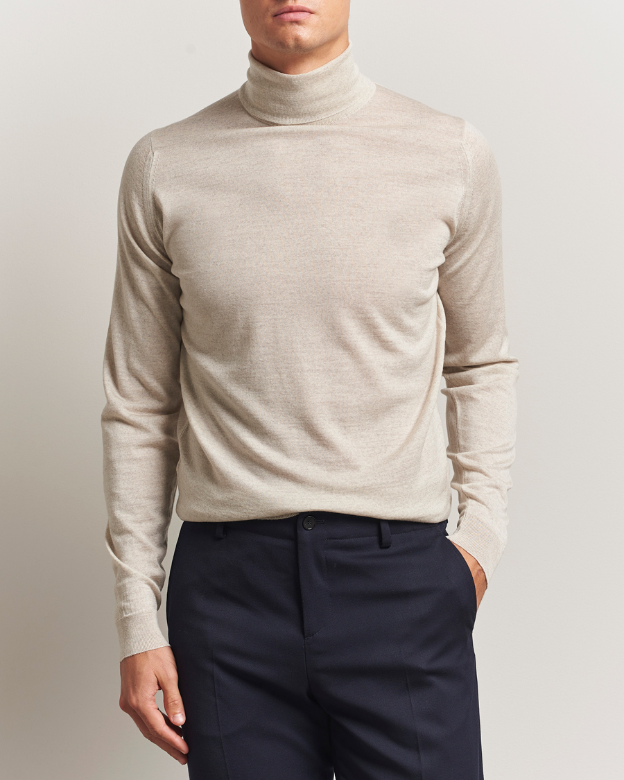 Herre | Gensere | John Smedley | Cherwell Extra Fine Merino Rollneck Grey Fleece