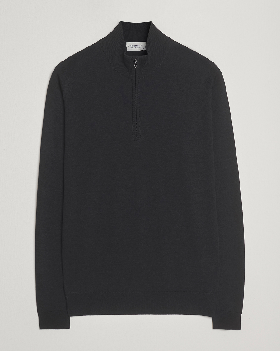 Herre | Gensere | John Smedley | Barrow Extra Fine Merino Half Zip Black