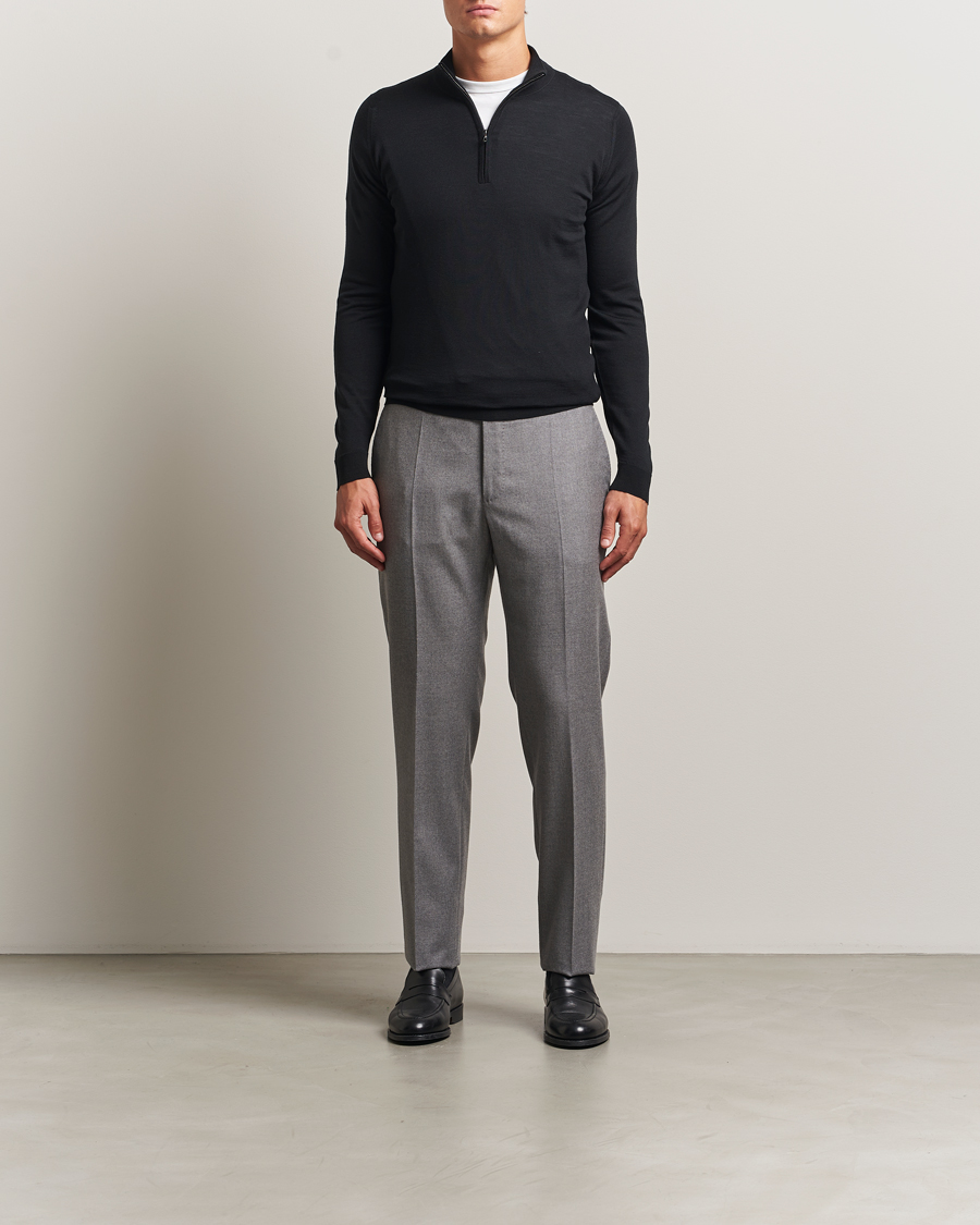 Herre | Gensere | John Smedley | Barrow Extra Fine Merino Half Zip Black